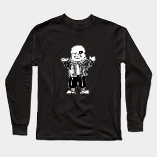 Sans Undertale Simple Black and White Design Long Sleeve T-Shirt